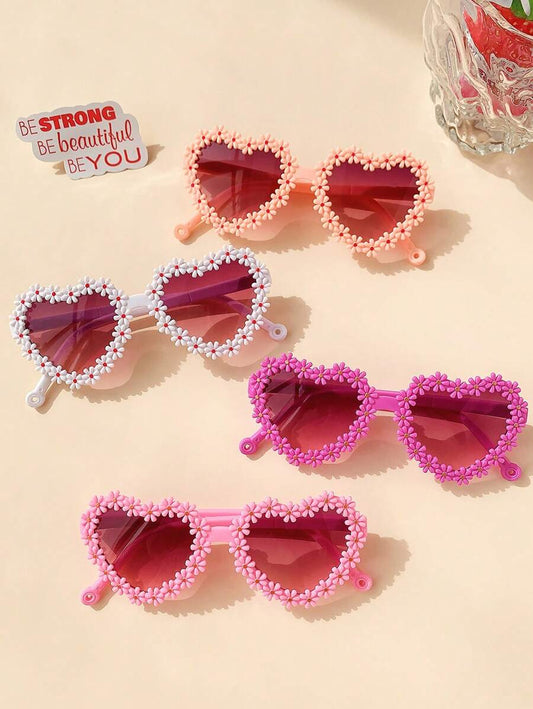 Girls Beautiful Classic Flower Heart Fashion Glasses Set Assorted Colors Toddler Boutique Eyewear