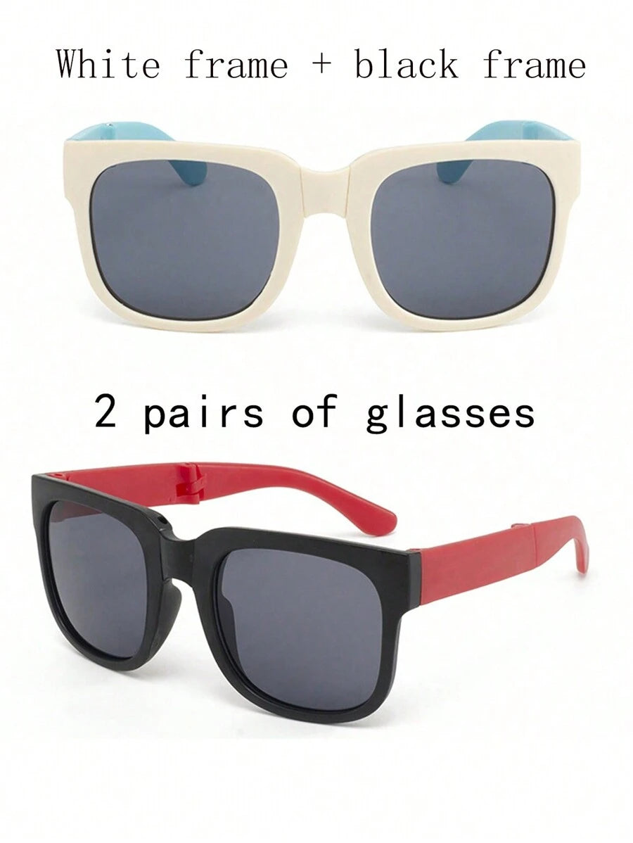 2 Pairs 1pc Cute Folding Kids Fashion Glasses with Complimentary Case