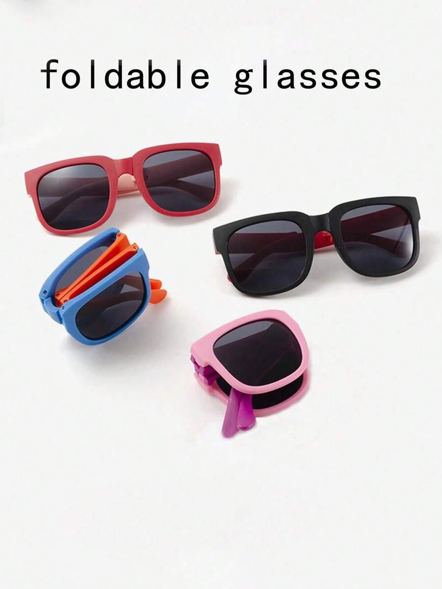 2 Pairs 1pc Cute Folding Kids Fashion Glasses with Complimentary Case
