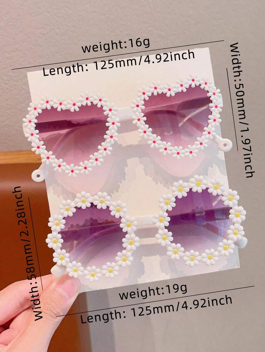2/4Pcs Girls Flower Heart Fashion Glasses – Cute & Beautiful Classic Shapes, Personalized Kids' Eyewear Set for Toddlers