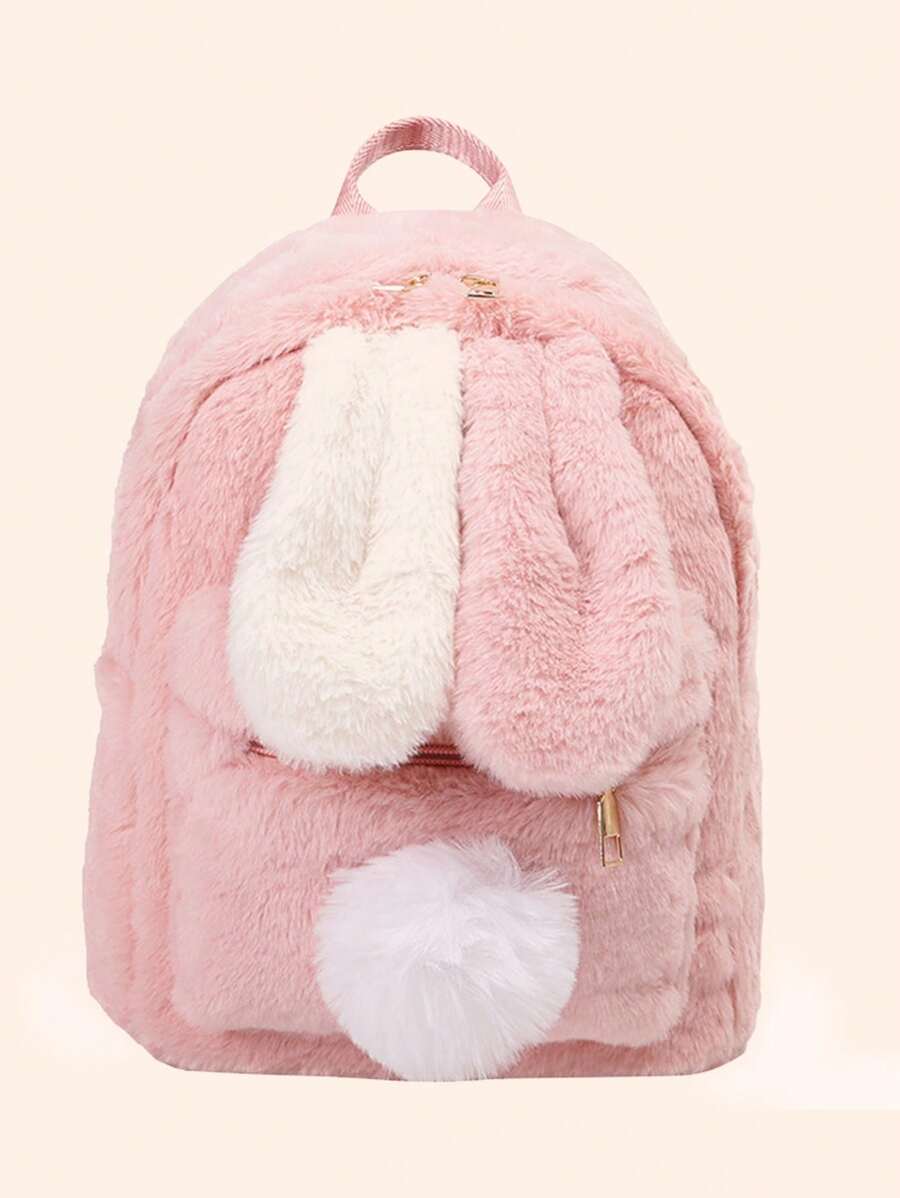 Personalized Bunny Ear Plush Backpack – Custom Embroidered Name School Bag