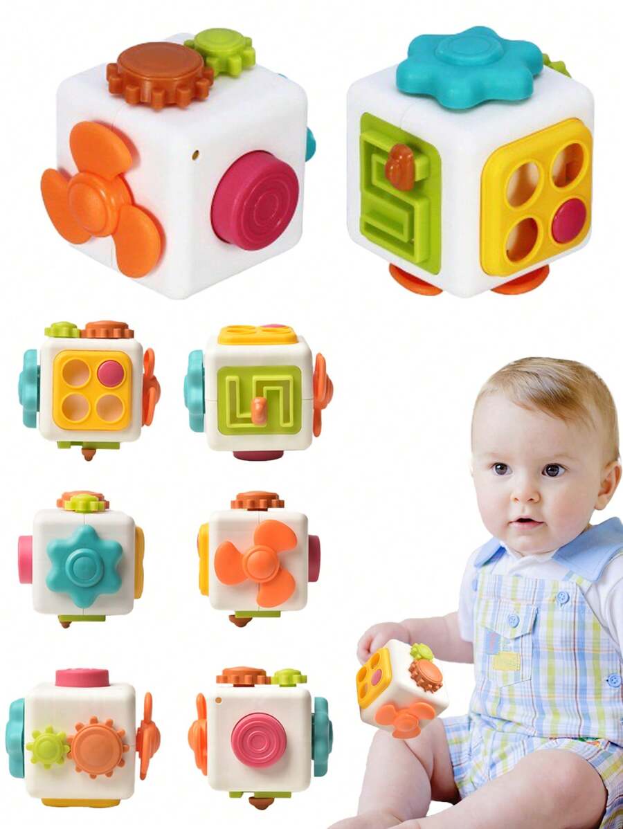 Montessori Wooden Activity Cube Toy Multifunctional Early Learning Educational Toy for Toddlers