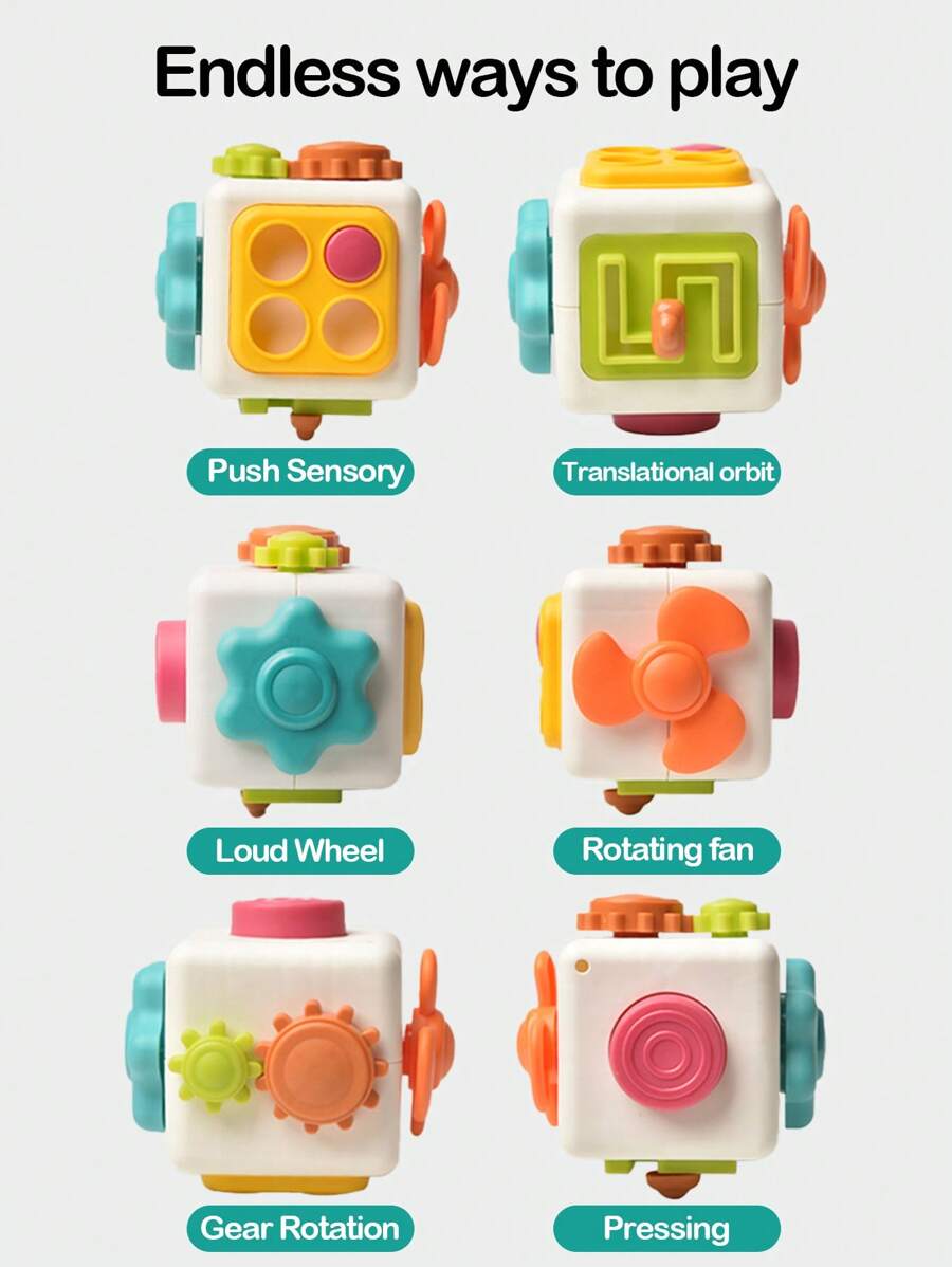 Montessori Wooden Activity Cube Toy Multifunctional Early Learning Educational Toy for Toddlers