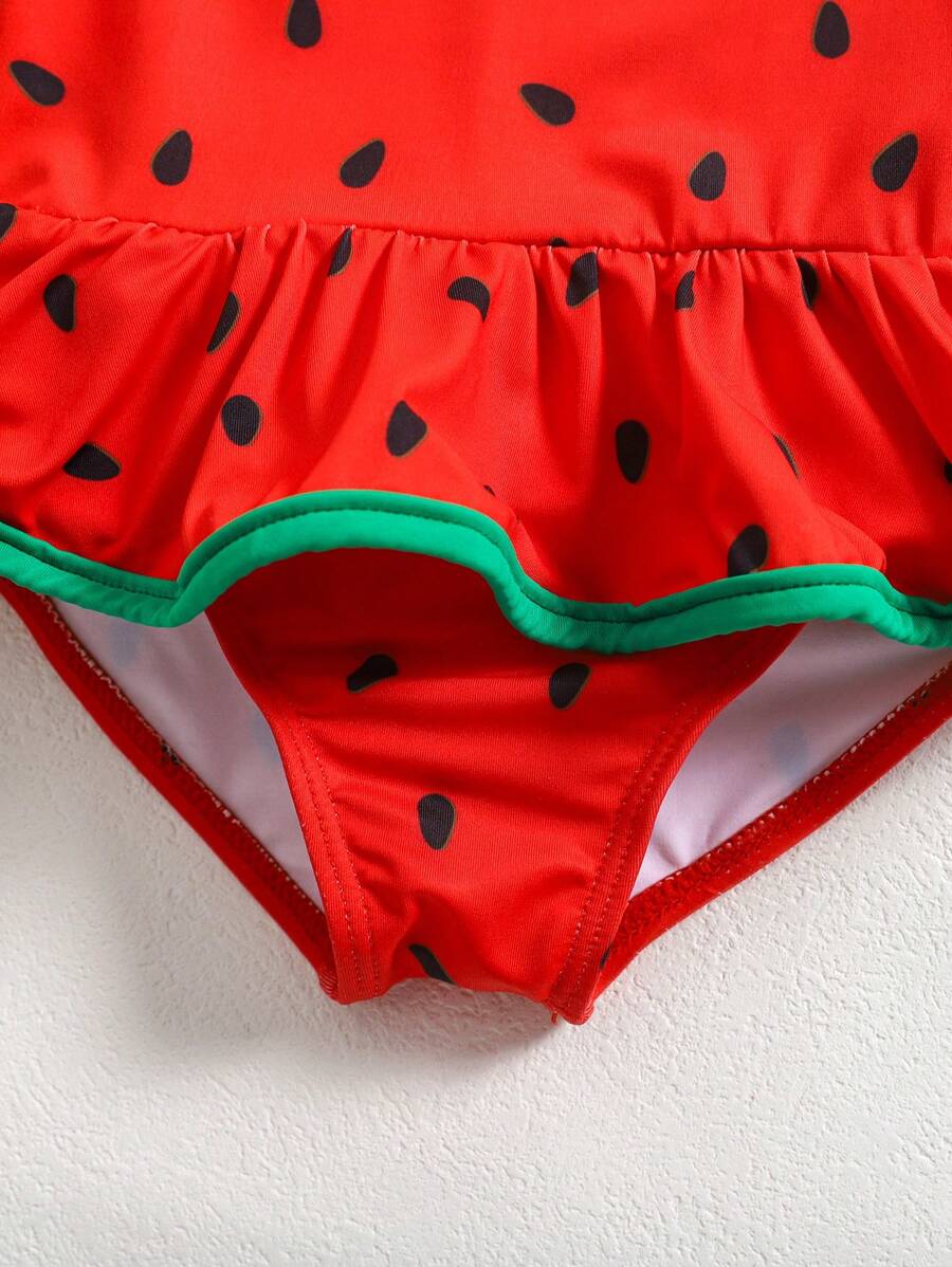 Summer Beach Swimsuit For Toddler Girls With Fun Watermelon Print