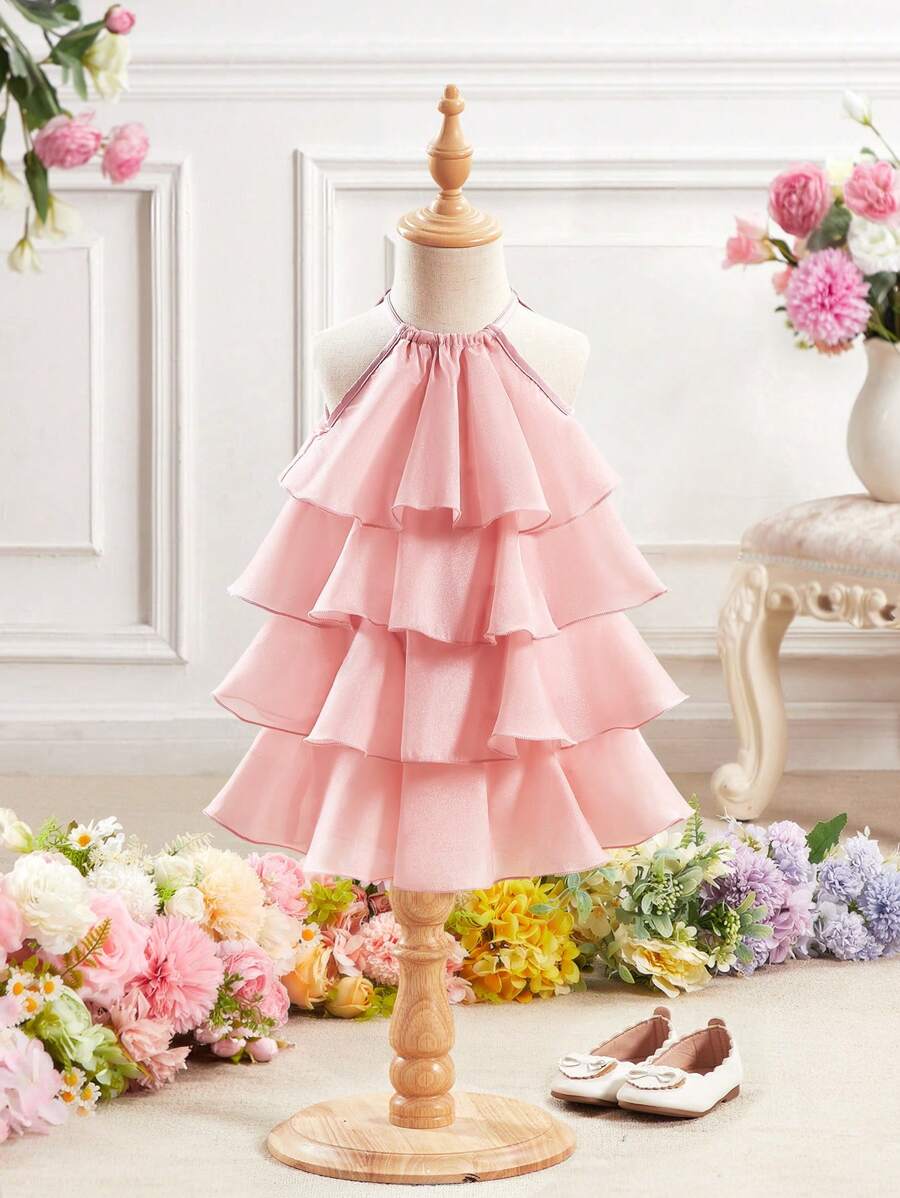 Toddler Girls Sleeveless Floral Sundress With Ruffle Detail Cute Party Wear