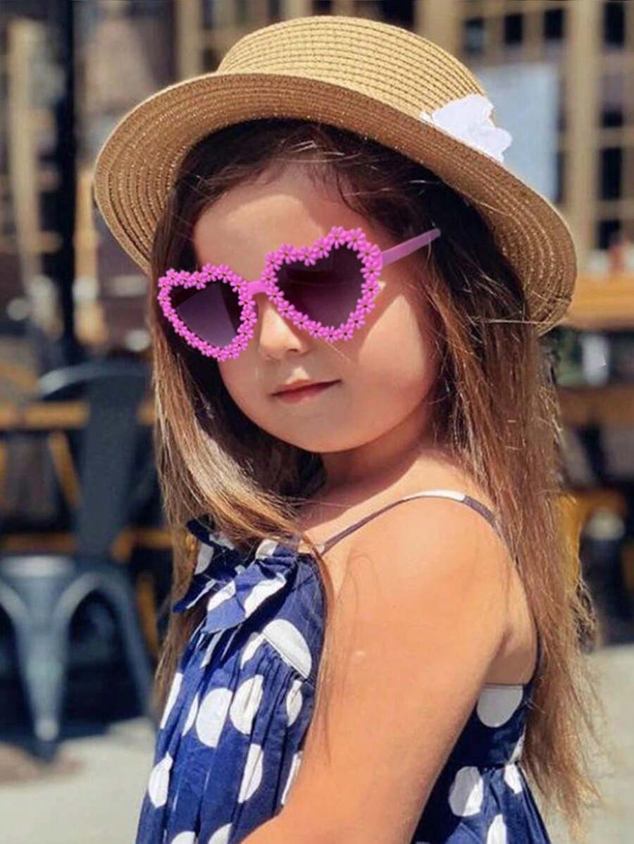 2/4Pcs Girls Flower Heart Fashion Glasses – Cute & Beautiful Classic Shapes, Personalized Kids' Eyewear Set for Toddlers