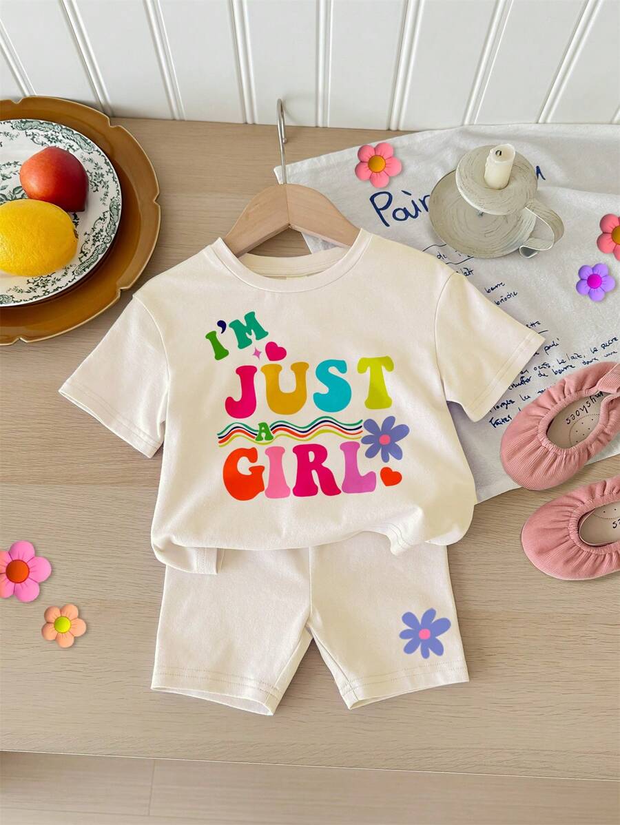 "In My Toddler Era" Crew Neck T-Shirt and Shorts Spring/Summer Outfit for Girls