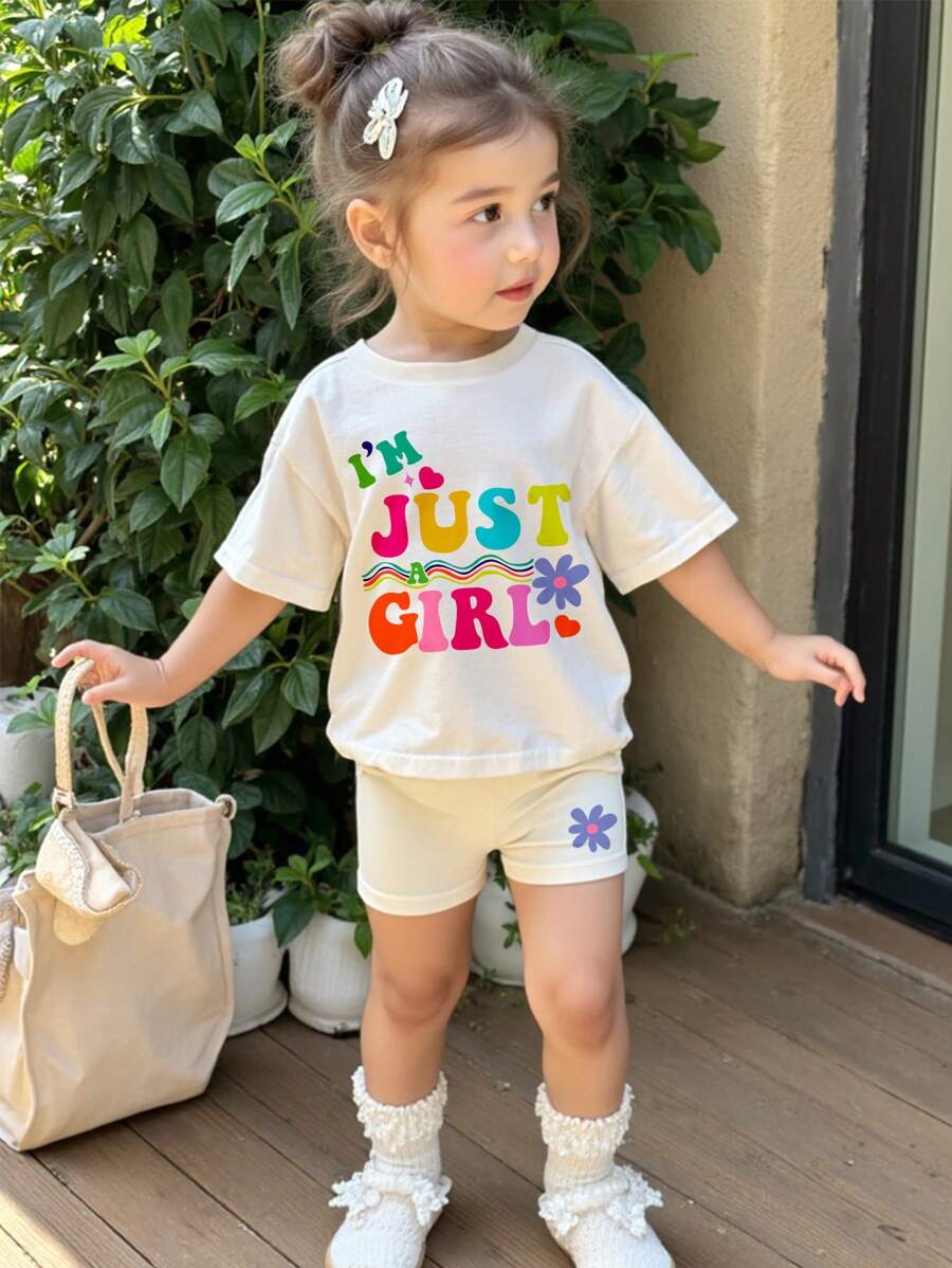 "In My Toddler Era" Crew Neck T-Shirt and Shorts Spring/Summer Outfit for Girls