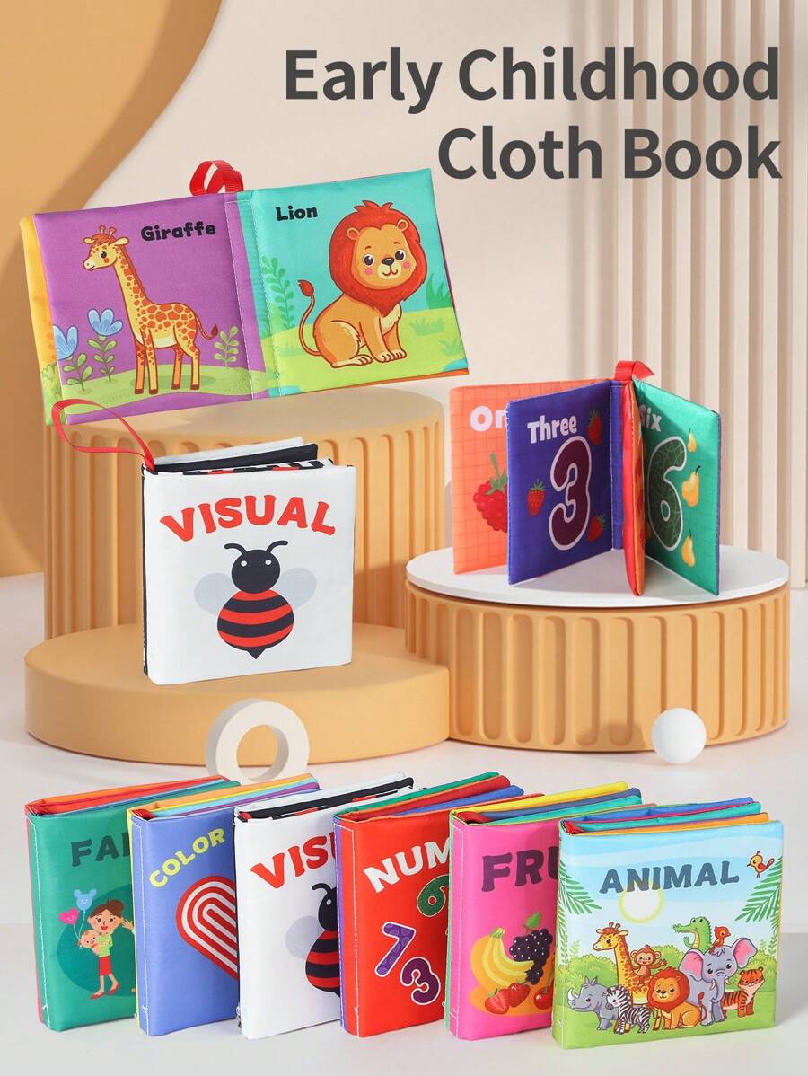 Montessori Baby Cloth Books Washable Tear Resistant Sensory Learning Book Set for Toddlers Early Education Toy Gift