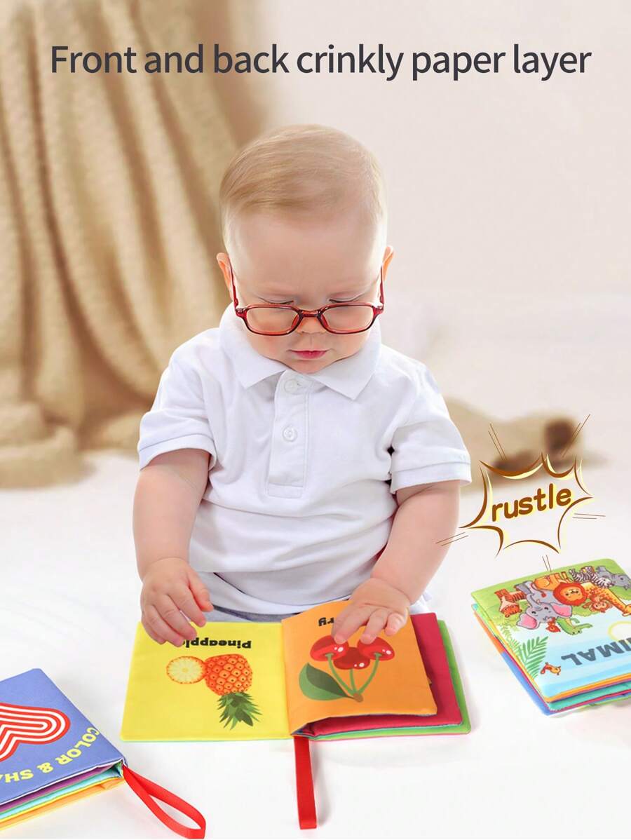Montessori Baby Cloth Books Washable Tear Resistant Sensory Learning Book Set for Toddlers Early Education Toy Gift