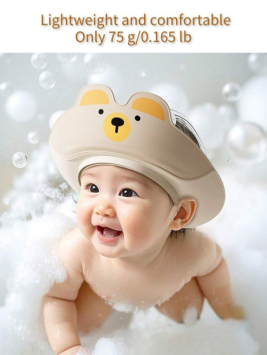 Baby Bear Shampoo Cap Adjustable Waterproof Bath Visor Ear Protection Shower Cap for Toddlers