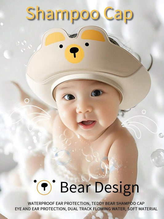 Baby Bear Shampoo Cap Adjustable Waterproof Bath Visor Ear Protection Shower Cap for Toddlers