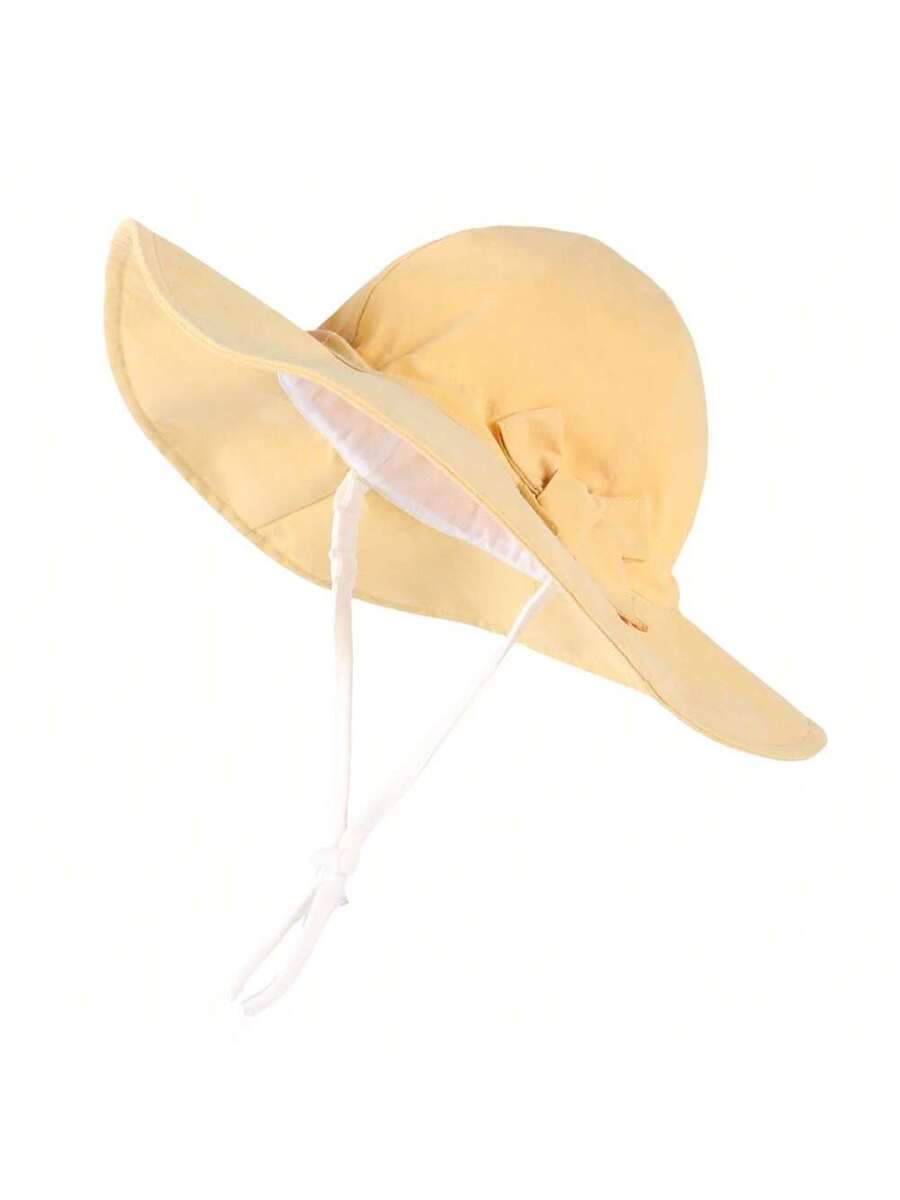 Adjustable Bow Decor Sun Hat for Toddlers and Kids Outdoor Wear