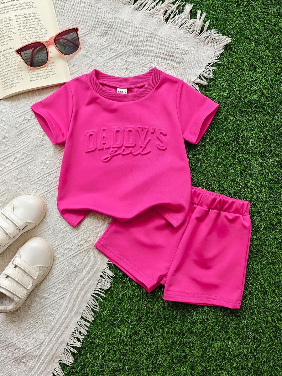 Classic Everyday Shorts Set For Baby Girls With Daddy's Girl T Shirt
