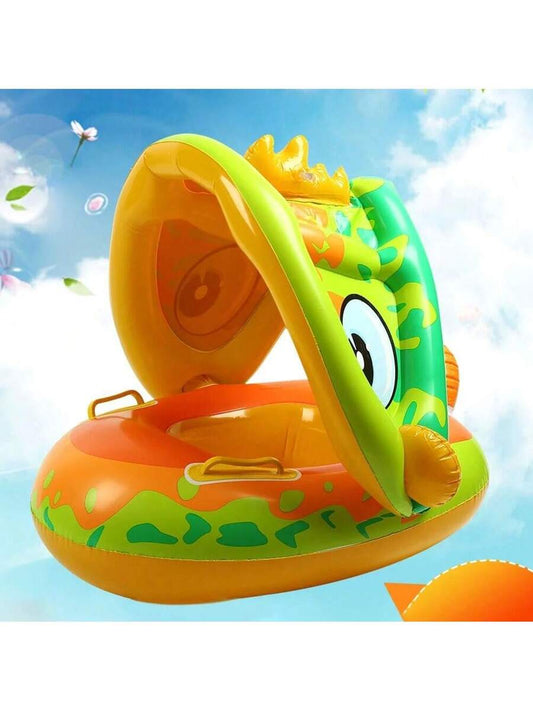 Baby Inflatable Swim Float with Canopy and Seat Thickened Swimming Ring for Pool and Beach