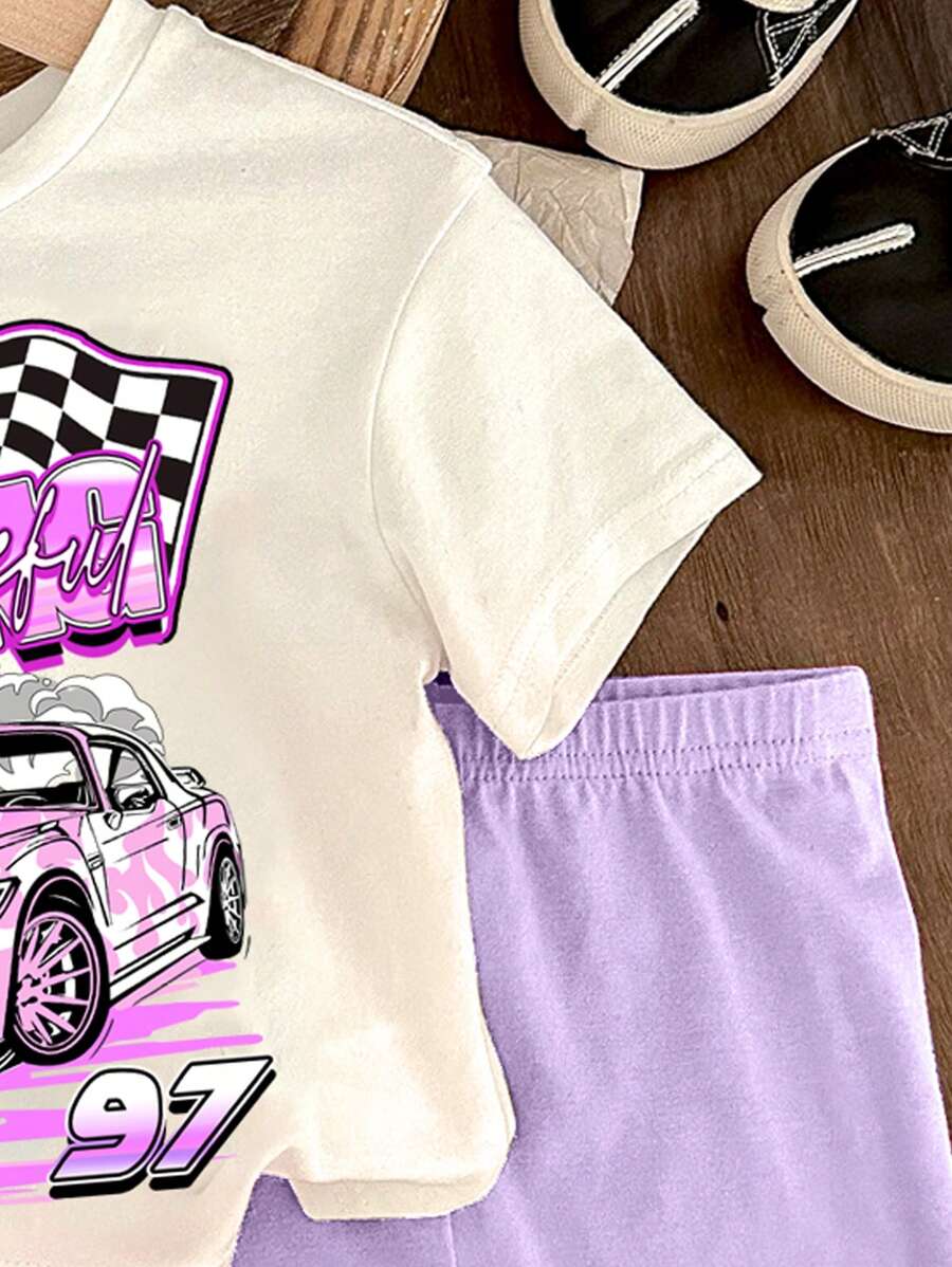 Casual Short Sleeve Top & Matching Shorts Set for Infant Girls