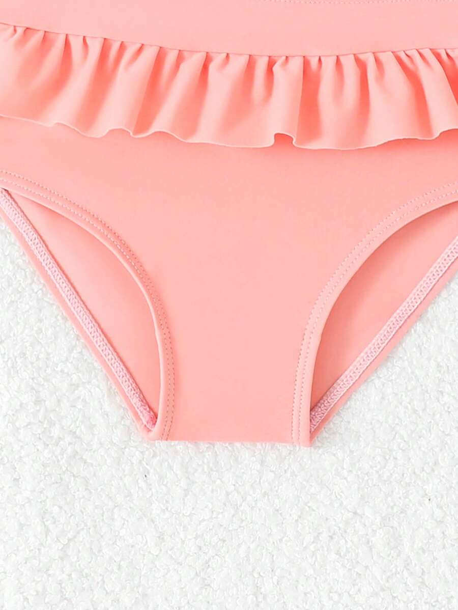 Vacation Beachwear Set For Kids Girls With Printed Bikini And Cover Skirt
