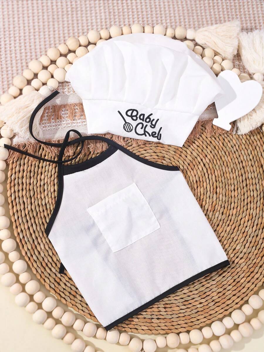 Baby Boy Chef Hat and Apron Photography Outfit Set for Newborn Photoshoots