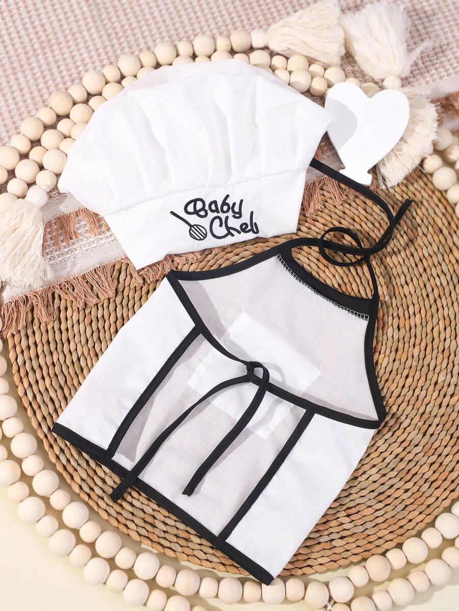Baby Boy Chef Hat and Apron Photography Outfit Set for Newborn Photoshoots