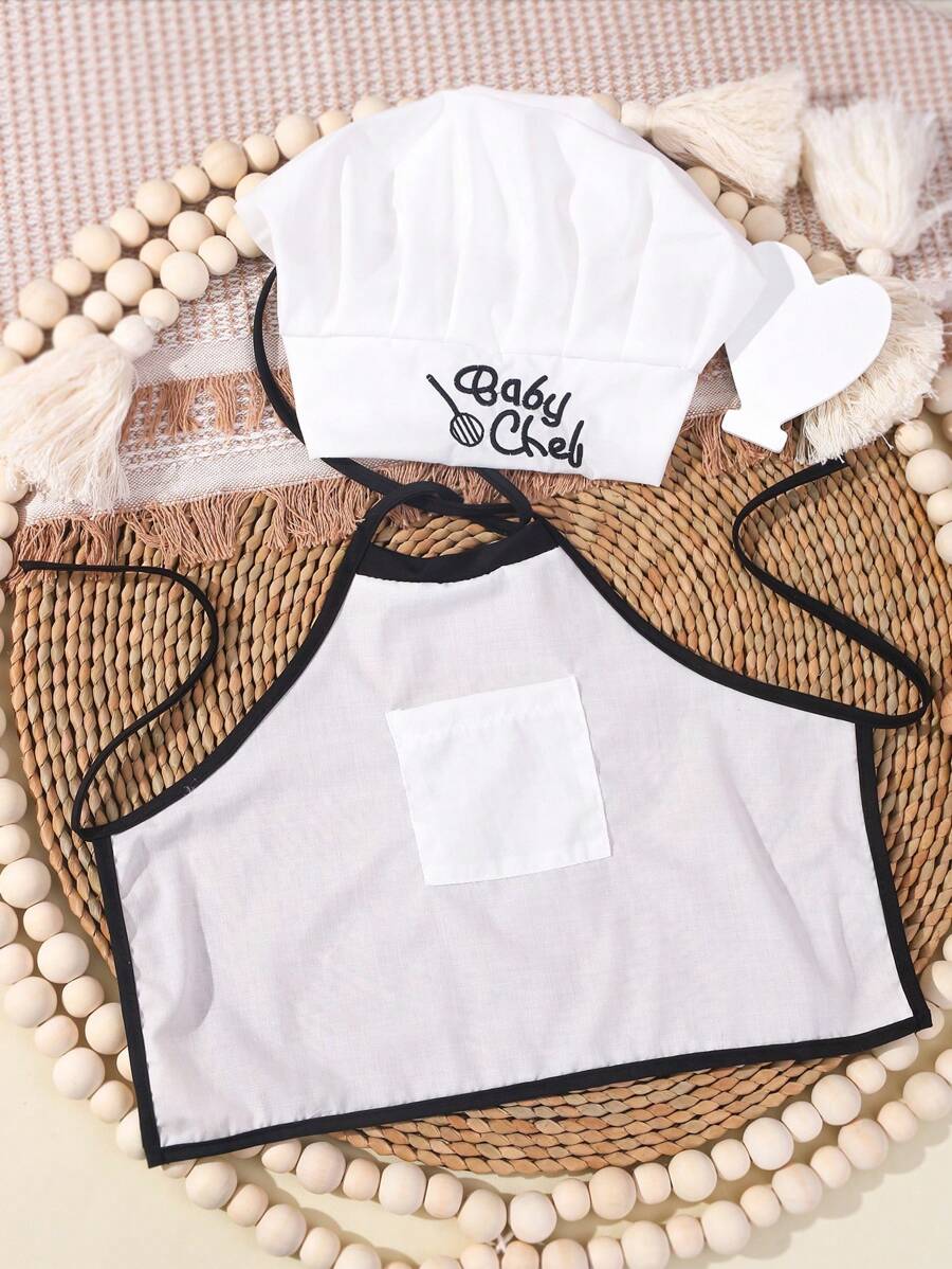 Baby Boy Chef Hat and Apron Photography Outfit Set for Newborn Photoshoots