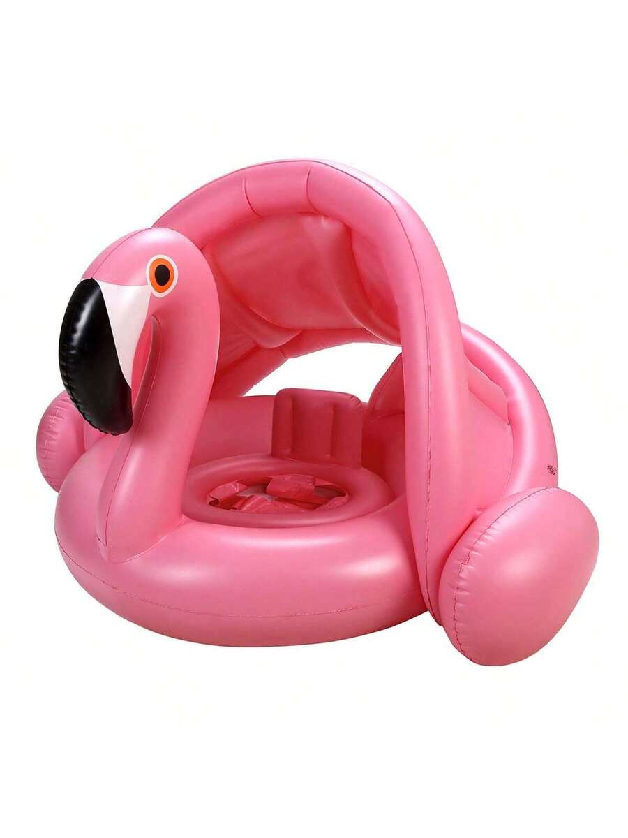 Baby Inflatable Swim Float Ring with Canopy Flamingo Pool Float for Infants and Toddlers