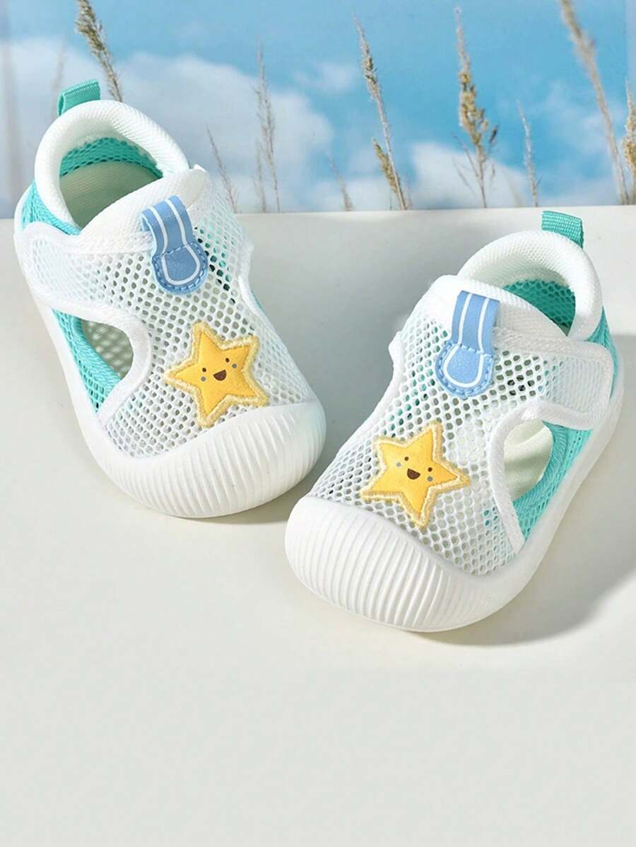 Kids Rainbow Cloud Mesh Sneakers Breathable Hook and Loop Anti Slip Casual Sports Shoes