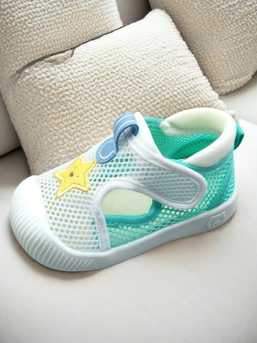 Kids Rainbow Cloud Mesh Sneakers Breathable Hook and Loop Anti Slip Casual Sports Shoes