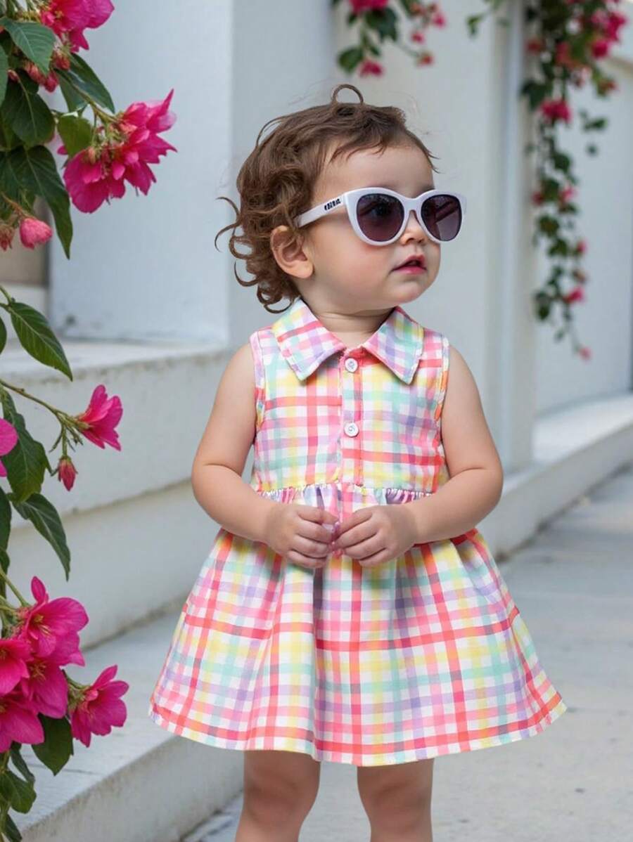 Kids Floral Print A-Line Dress With Bucket Hat Cute Summer Outing Clothing Set