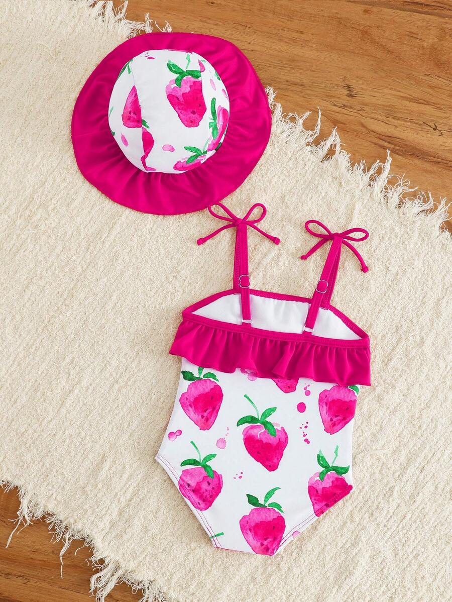 Baby Minimalist Print One-Piece Swimsuit for Daily Summer Beach and Pool Wear