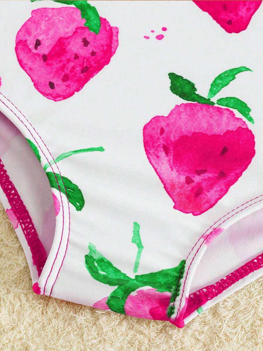 Baby Minimalist Print One-Piece Swimsuit for Daily Summer Beach and Pool Wear