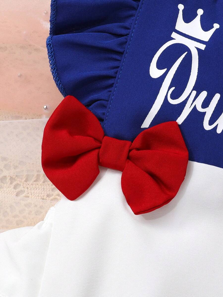Baby Girl Crown And Letter Print Dress With Headband Cute Summer Outfit