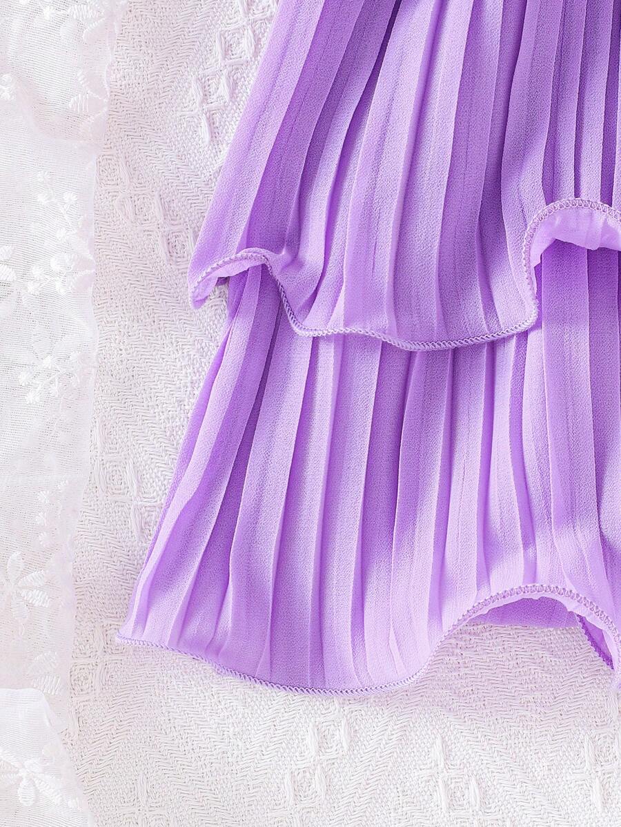 Summer Baby Girls Sleeveless Ruffle Cake Dress Solid Color Suspender Outfit