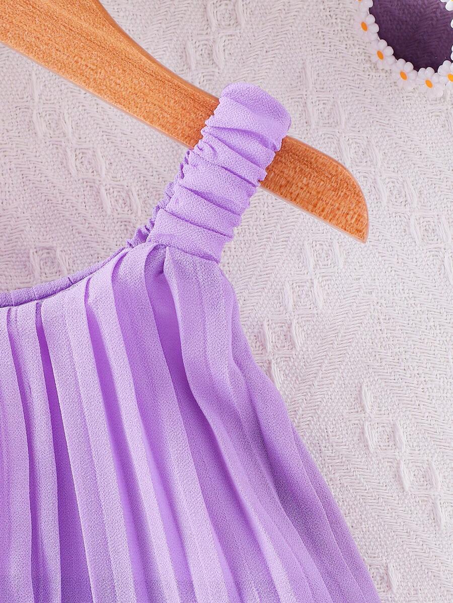Summer Baby Girls Sleeveless Ruffle Cake Dress Solid Color Suspender Outfit