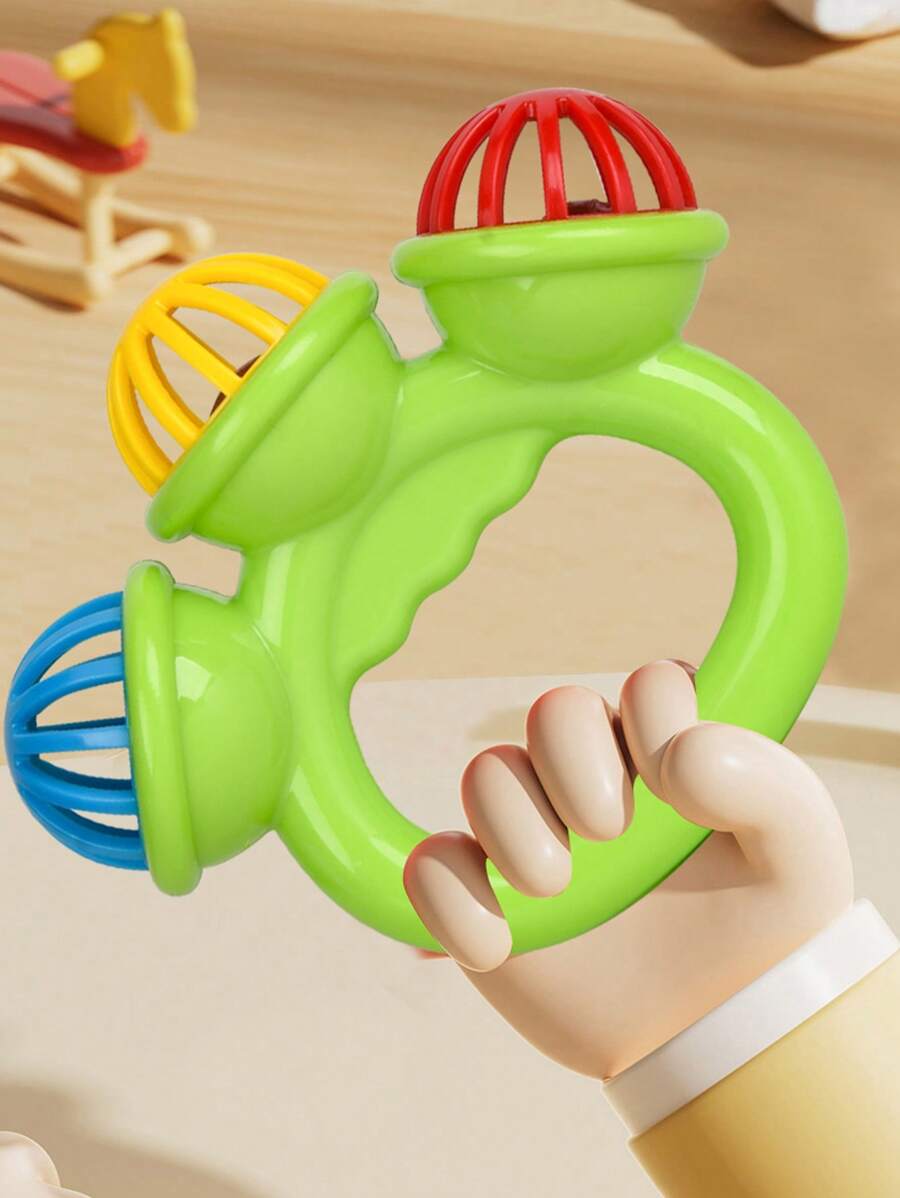 Baby 3 Head Rattle Toy Educational Grasp Training Sensory Toy for 0-12 Months Boys and Girls