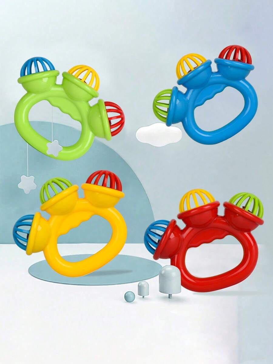 Baby 3 Head Rattle Toy Educational Grasp Training Sensory Toy for 0-12 Months Boys and Girls