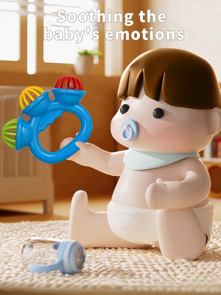 Baby 3 Head Rattle Toy Educational Grasp Training Sensory Toy for 0-12 Months Boys and Girls