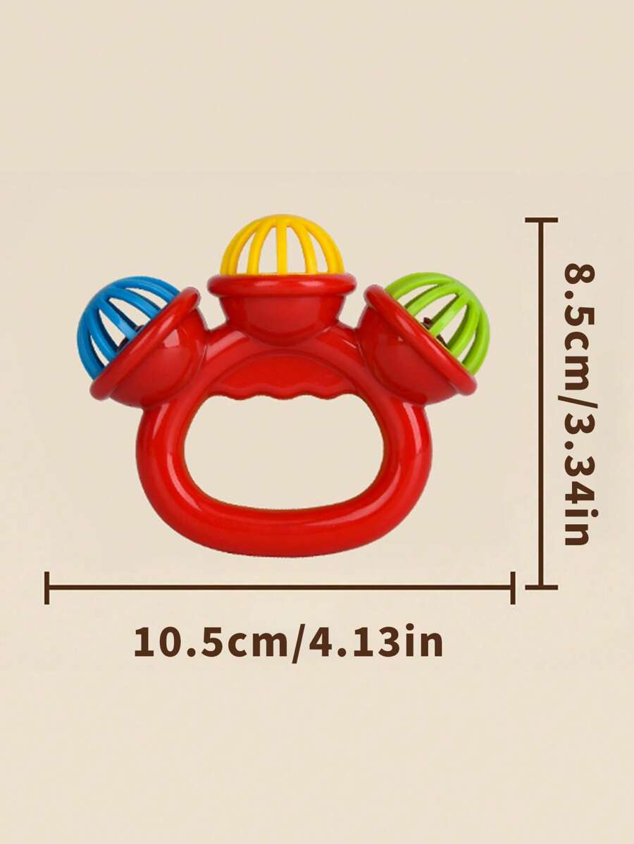 Baby 3 Head Rattle Toy Educational Grasp Training Sensory Toy for 0-12 Months Boys and Girls