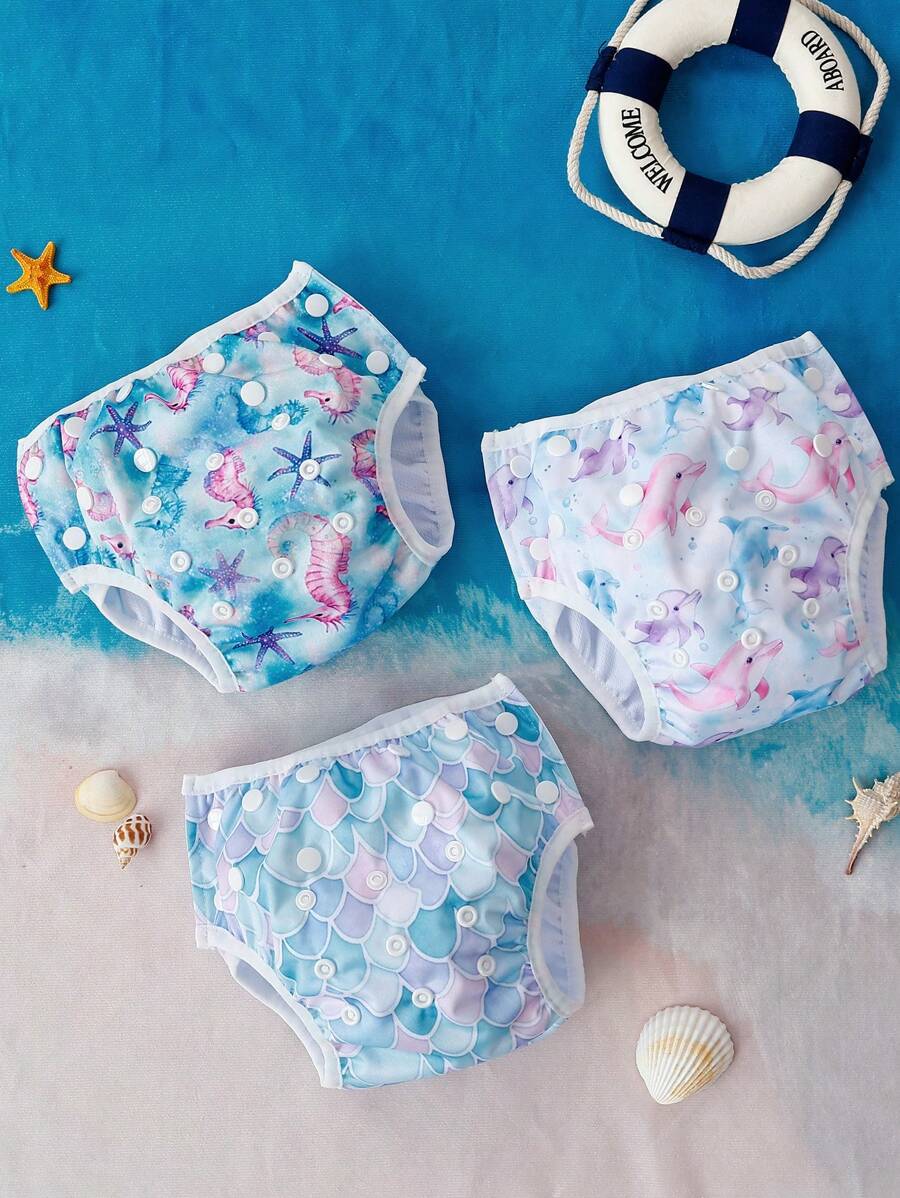 3pcs Baby Swim Diapers Reusable Quick Dry Swimming Pants for Infants and Toddlers