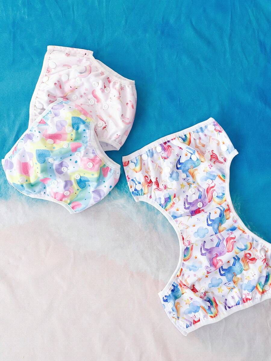 3pcs Baby Swim Diapers Reusable Quick Dry Swimming Pants for Infants and Toddlers