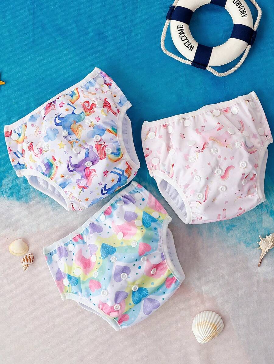 3pcs Baby Swim Diapers Reusable Quick Dry Swimming Pants for Infants and Toddlers