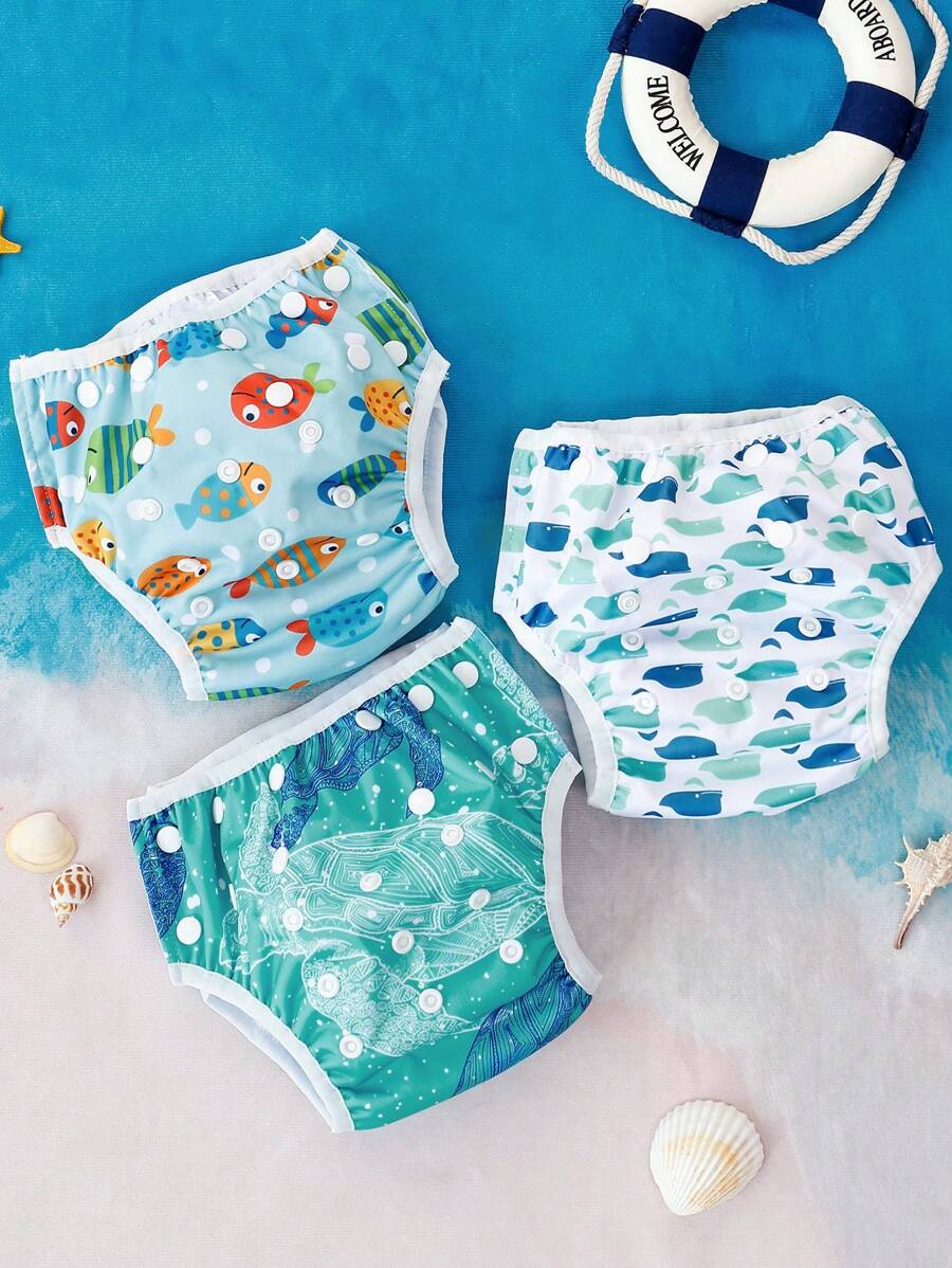3pcs Baby Swim Diapers Reusable Quick Dry Swimming Pants for Infants and Toddlers