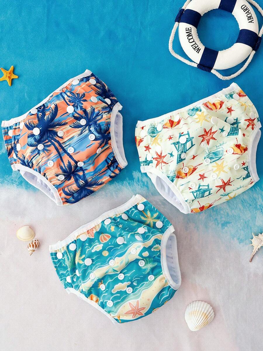 3pcs Baby Swim Diapers Reusable Quick Dry Swimming Pants for Infants and Toddlers