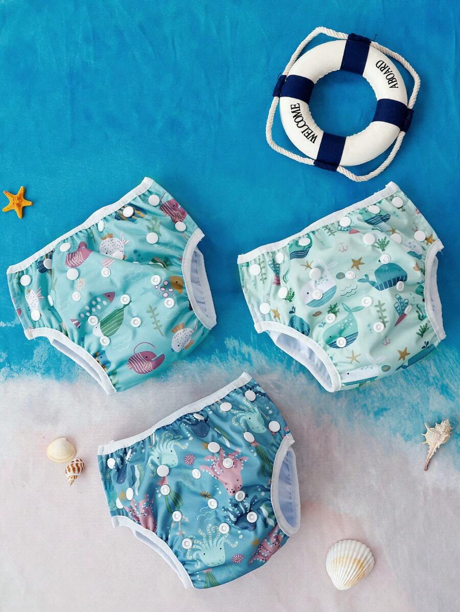 3pcs Baby Swim Diapers Reusable Quick Dry Swimming Pants for Infants and Toddlers