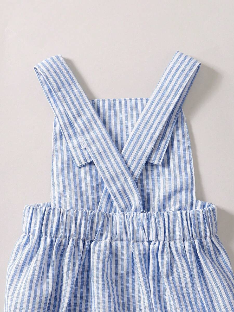 3PCS Baby Boy Bear Embroidered Overall Outfit Set for Cute Summer Daily Wear