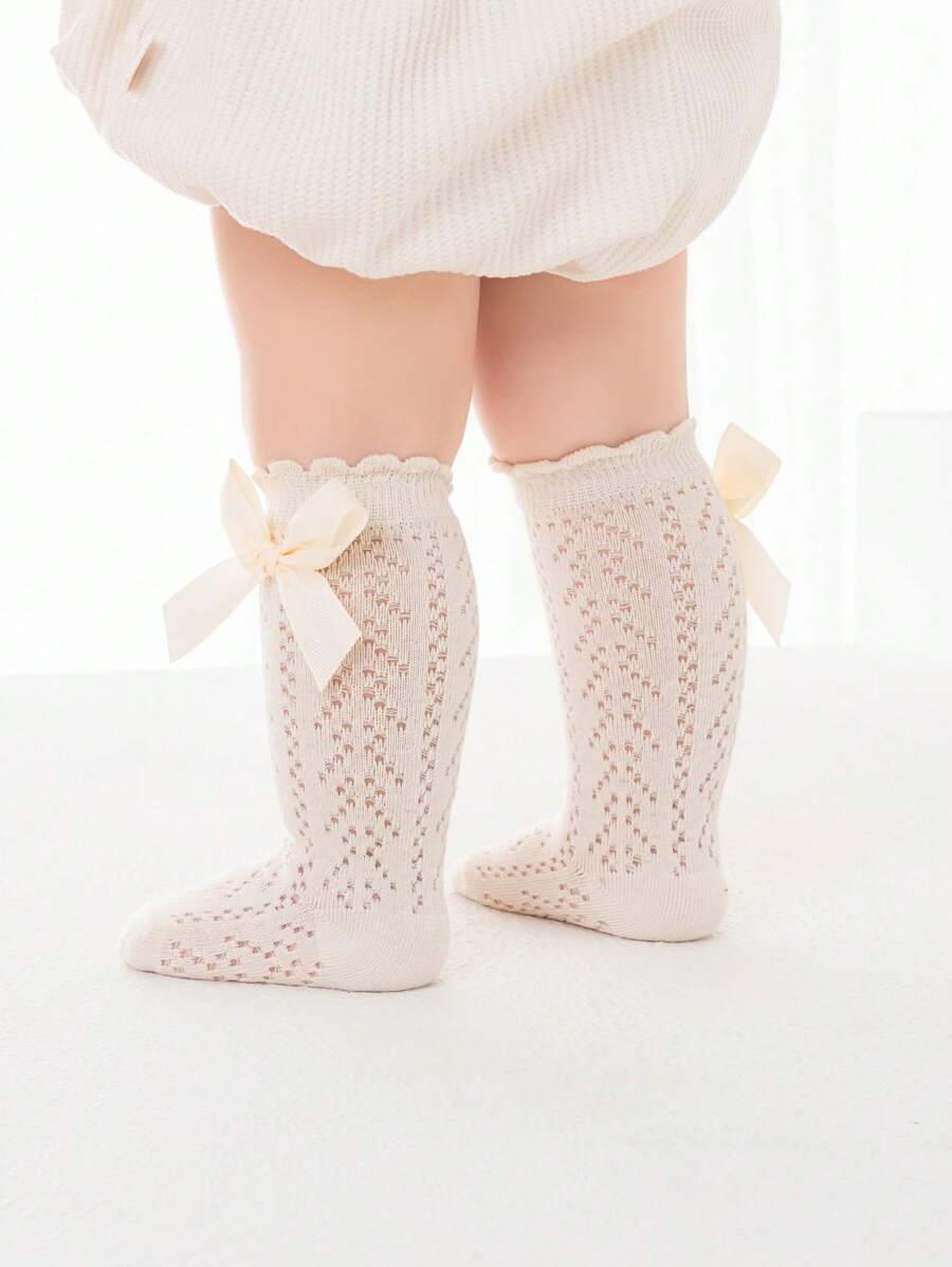 Bow Mesh Mid Calf Socks for Cute Princess Daily Wear