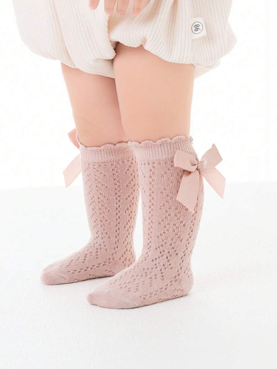 Bow Mesh Mid Calf Socks for Cute Princess Daily Wear