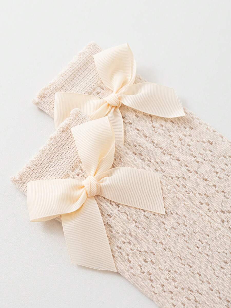Bow Mesh Mid Calf Socks for Cute Princess Daily Wear