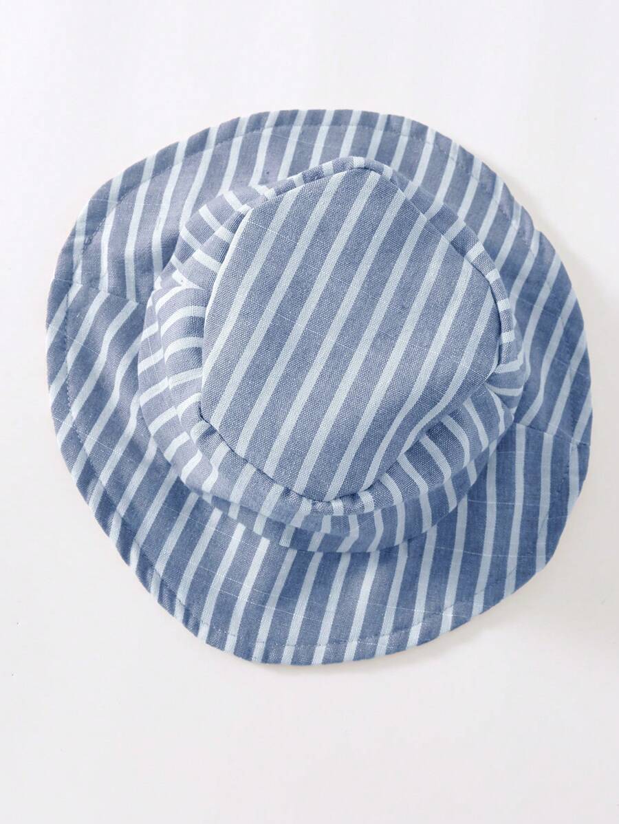 Unisex Baby Green White Striped Sleeveless Jumpsuit and Bucket Hat 2 Piece Summer Vacation Outfit Set