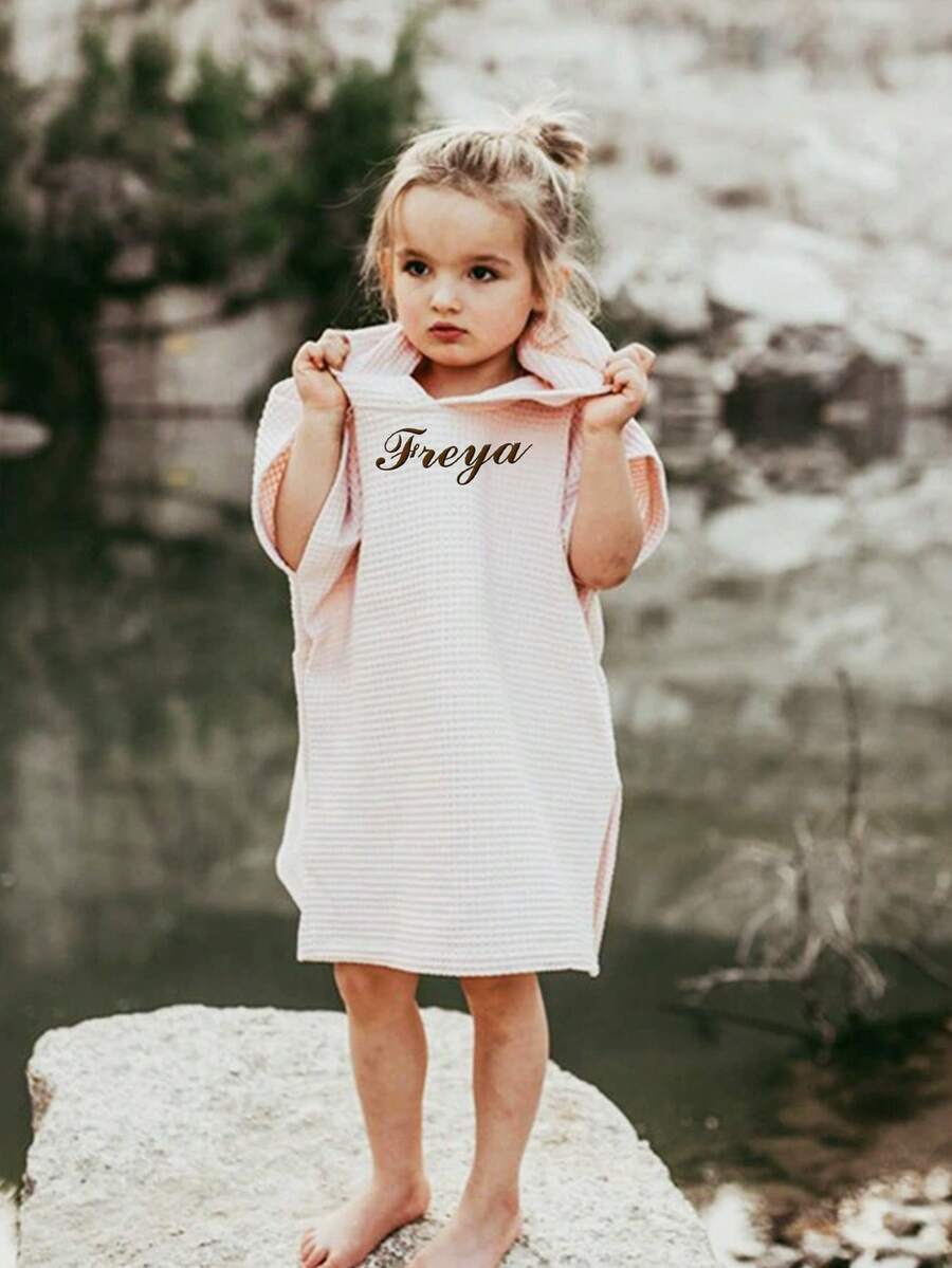 Personalized Toddler Hooded Towel Cape Custom Name Embroidered Quick Dry Bath and Swim Cover for Kids 1-3 Years
