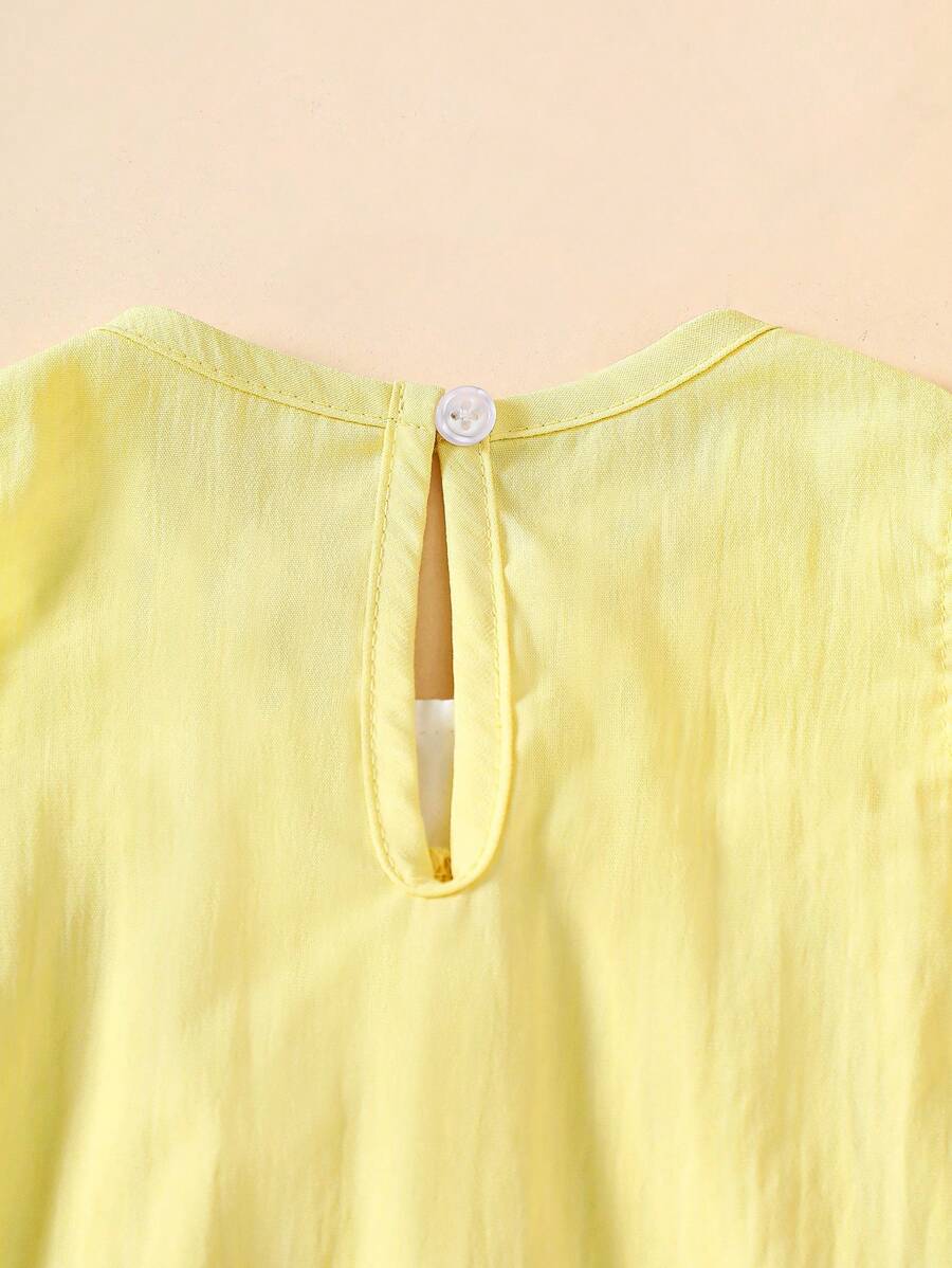 Sleeveless Long Dress with Embroidered Cartoon Duck for Toddler Girls
